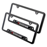 DODGE Black Stainless Steel License Plate Frame 2pcs with Caps Bolt Brand New SET
