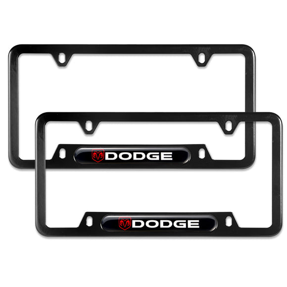 2PCS For DODGE Charger/Challenger Black Stainless Steel License Plate Frame with License Plate Lights