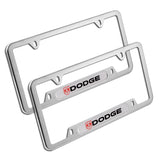DODGE Stainless Steel License Plate Frame 2pcs Brand New with Caps Bolt SET