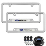 FORD Racing Stainless Steel 2pcs License Plate Frame with Caps Bolt Brand New SET
