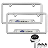 FORD Racing Stainless Steel 2pcs License Plate Frame with Caps Bolt SET Brand New