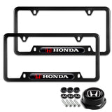 Honda Stainless Steel 2pcs Black License Plate Frame with Caps Bolt Brand New SET