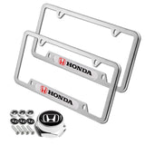 Honda Stainless Steel 2pcs License Plate Frame with Caps Bolt Brand New SET