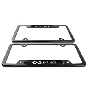 2PCS Nissan INFINITI Black Metal Stainless Steel Plated License Plate Frame