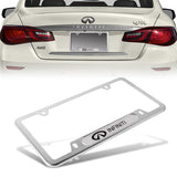 2 pcs Set Nissan INFINITI Stainless Steel Silver Metal Plated License Plate Frame