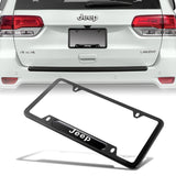 JEEP Stainless Steel 2pcs Black License Plate Frame with Caps Bolt Brand New SET