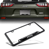 JEEP Stainless Steel 2pcs Black License Plate Frame with Caps Bolt Brand New SET