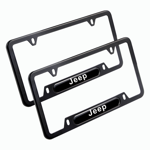 JEEP Black Stainless Steel Metal License Plate Frame New 2pcs