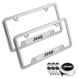 JEEP Stainless Steel 2pcs License Plate Frame with Caps Bolt Brand New SET