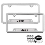 JEEP Stainless Steel 2pcs License Plate Frame with Caps Bolt Brand New SET
