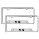 JEEP Silver Stainless Steel Metal License Plate Frame New 2pcs