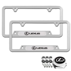 Lexus Stainless Steel 2pcs License Plate Frame with Caps Bolt Brand New SET