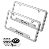 Lexus Stainless Steel 2pcs License Plate Frame with Caps Bolt Brand New SET