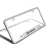 2 pcs Set LEXUS Stainless Steel Silver Metal Plated License Plate Frame