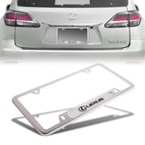 2 pcs Set LEXUS Stainless Steel Silver Metal Plated License Plate Frame