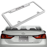 2 pcs Set LEXUS Stainless Steel Silver Metal Plated License Plate Frame