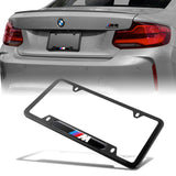 BMW M3 /// M Performance Logo Black Stainless Steel Metal License Plate Frame New 2pcs