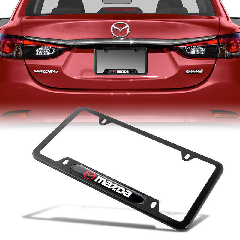 2PCS MAZDA 3 6 Black License Plate Frame Stainless Steel Metal New MAKOTO JDM