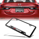 MAZDA MazdaSpeed Stainless Steel 2pcs Black License Plate Frame with Caps Bolt Brand New SET