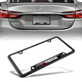 MAZDA MazdaSpeed Stainless Steel 2pcs Black License Plate Frame with Caps Bolt Brand New SET