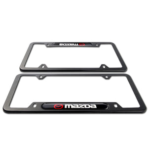 2PCS MAZDA 3 6 Black License Plate Frame Stainless Steel Metal New