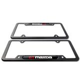 2PCS MAZDA 3 6 Black License Plate Frame Stainless Steel Metal New