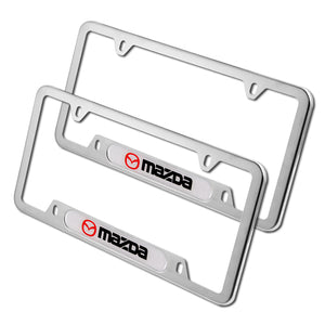 2 pcs Set MAZDA 3 6 CX-5 Stainless Steel Silver Metal License Plate Frame New