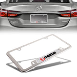 MAZDA MazdaSpeed Stainless Steel 2pcs License Plate Frame with Caps Bolt Brand New SET