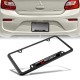MITSUBISHI Stainless Steel 2pcs Black License Plate Frame with Caps Bolt Brand New SET