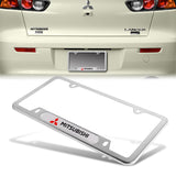 MITSUBISHI Stainless Steel 2pcs License Plate Frame with Caps Bolt Brand New SET
