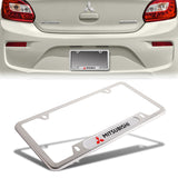 MITSUBISHI Stainless Steel 2pcs License Plate Frame with Caps Bolt Brand New SET