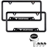 Ford Mustang SET Stainless Steel License Plate Black Frame 2pcs with Caps Bolt New