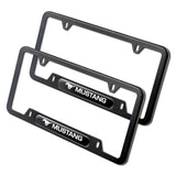 Ford Mustang SET Stainless Steel License Plate Black Frame 2pcs with Caps Bolt New