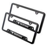 Ford Mustang SET Stainless Steel License Plate Black Frame 2pcs Brand New with Caps Bolt