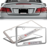 MERCEDES-BENZ Stainless Steel License Plate Frame 2pcs Brand New with Caps Bolt SET