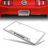 Ford Mustang SET Brand New Stainless Steel License Plate Frame 2pcs with Caps Bolt
