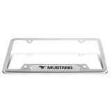 2PCS MUSTANG Stainless Steel License Plate Frame Silver Metal Brand New