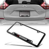 NISSAN Stainless Steel Black License Plate Frame 2pcs Brand New SET with Caps Bolt