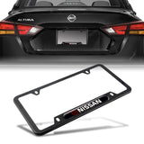 NISSAN Stainless Steel Black License Plate Frame 2pcs Brand New SET with Caps Bolt