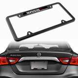 NISSAN Stainless Steel Black License Plate Frame 2pcs Brand New SET with Caps Bolt