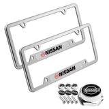 NISSAN Stainless Steel License Plate Frame 2pcs Brand New SET with Caps Bolt