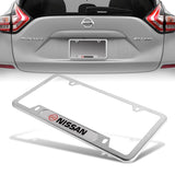 NISSAN Brand New SET Stainless Steel License Plate Frame 2pcs with Caps Bolt