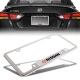 NISSAN Silver Stainless Steel Metal License Plate Frame New X2