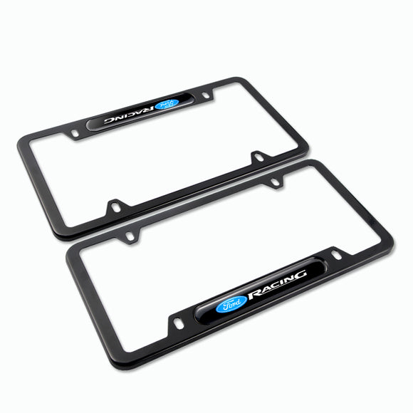2PCS  Ford Racing Black Stainless Steel Metal License Plate Frame