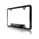 TESLA Stainless Steel License Plate Frame 2pcs Brand New Black SET with Caps Bolt