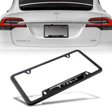 TESLA Stainless Steel License Plate Frame 2pcs Brand New Black SET with Caps Bolt