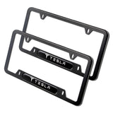 2PCS Tesla Black Stainless Steel Metal License Plate Frame