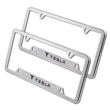 TESLA Silver Stainless Steel Metal License Plate Frame New X2