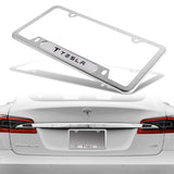 TESLA Stainless Steel License Plate Frame 2pcs Brand New SET with Caps Bolt