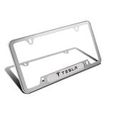 Silver Stainless Steel License Plate Frame NEW for Tesla 2PCS New